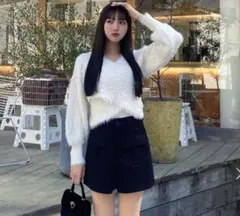 フェザーニットカシュクールトップス［Kz448］