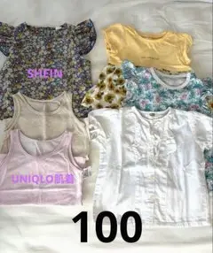 100 女の子 夏服 まとめ売り 6点セット Tシャツ メッシュ下着