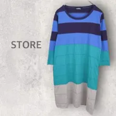 【STORE】マルチボーダーワンピース　M　チュニック　コットン100％　日本製