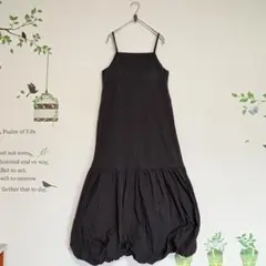 forksy. /バルーンティアードキャミソールワンピース ナイロン 黒 M