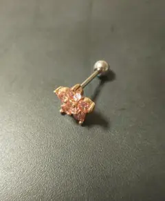 18G ピンクCZ ローズゴールドフラワー軟骨ピアス