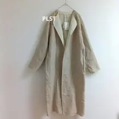 【新品タグ付き ベルトなし】PLST ウールブレンドリバーノーカラーロングコートのサムネイル