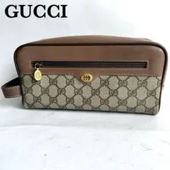 【外観極美品】オールドグッチ セカンドバッグ GG ロゴ金具 PVC×レザー