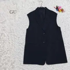 GU ロングジレ テーラードベスト ブラック 着回し万能 きれいめ L モード