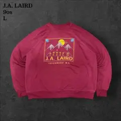 90sJ.A. LAIRDスウェットレトロプリントバーガンディゆるだぼアメカジ