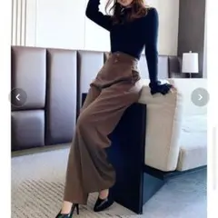 ウエストデザインワイドパンツ 茶色 リゼクシー 新品タグ付き
