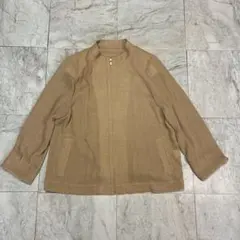 ノーカラージャケット ベージュ系 ジップアップ