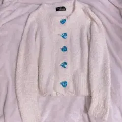 CECIL McBEE　ハートビジューボタンニットカーデ