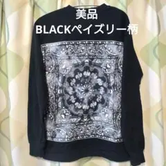 美品 ペイズリー柄 長袖カットソー 黒 Mサイズ