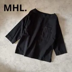 MHL. プルオーバー　スモックブラウス長袖シャツ　黒ブラック　美品ボートネック