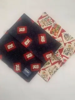 和風猫デザインハンカチ2枚セット