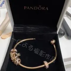 Pandora ローズゴールド ブレスレット ダイヤが埋め込まれたビーズで