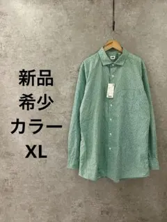 新品タグ付 ユニクロ　花柄シャツ グリーン 男女兼用 春コーデ 爽やか 綿