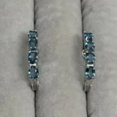 天然石 ロンドンブルー トパーズ ピアス フープピアス シルバーカラー
