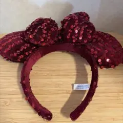 ディズニー　スパンコール　カチューシャ　レッド