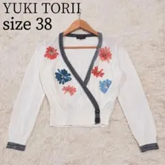 YUKI TORII カーディガン 刺繍 フラワー コットン M ユキトリイ 白のサムネイル