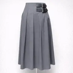 超美品 Mila Owen バックル付 プリーツスカート グレー サイズ0