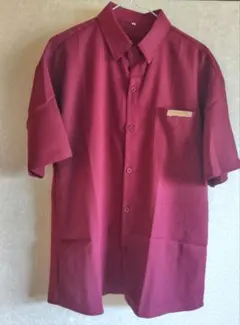 バーガンディ 半袖シャツ ポケット付き