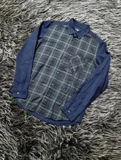 HARE 長袖チェックシャツ メンズ ネイビー