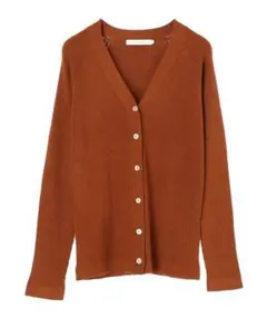 アメリカンホリック ラグラン リブ カーディガン キャメル M 長袖 Vネック