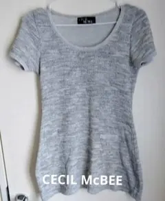 美品！CECI McBEE シルバーグレー のサマー半袖ニットチュニックのサムネイル