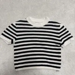 zara クロップド丈　ニット　ボーダー　レディースデイ