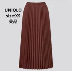 【美品】UNIQLO アコーディオンプリーツロングスカート ワイン