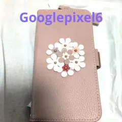 ピンク 花の装飾 手帳型ケース Google pixel 6 新品