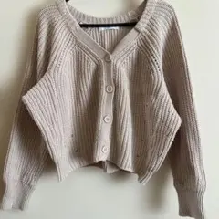 Samansa Mos2 ベージュニットカーディガン