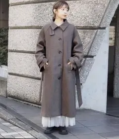 ダークブラウン 2WAY ロングコートのサムネイル