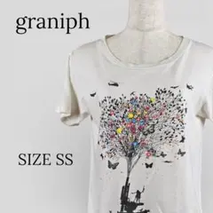 graniph グラニフ 半袖 Tシャツ ホワイト ユニークな木 プリント SS
