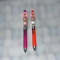 フラワートップビーズボールペン4色2本セット