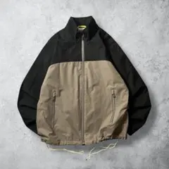 PERRYELLISポリエステルジャケット切替ブラック×ベージュL古着シティ系