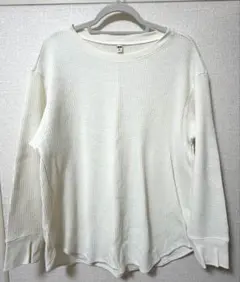 UNIQLO ワッフルクルーネックT 長袖 ホワイト XL