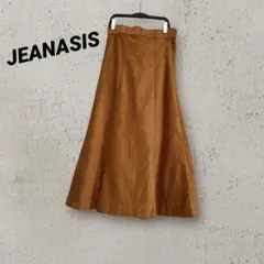 JEANASISスエード調 ロングフレアスカート ブラウン