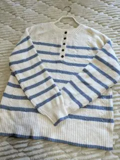 美品【サマンサモスモス】プルオーバーニット長袖BL✕WH