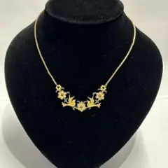 37ヴィンテージ DORLAN ゴールド 花モチーフ クリスタル ネックレス 