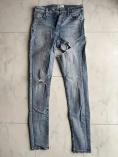 GYDA スキニーデニム ライトブルー ダメージジーンズ ダメージデニム M