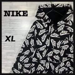 NIKE 総柄 プルオーバーパーカー XL 刺繍 ワンポイント