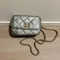 キルティング チェーンショルダーバッグ グレー