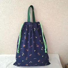 ハンドメイド　体操着袋　体操服袋　給食着袋　お着替え袋　巾着袋　宇宙柄