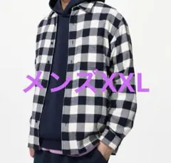 ユニクロ フランネルチェックシャツ オフホワイト メンズ XXLサイズ