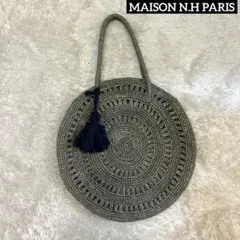 MAISON N.H PARIS サークルバッグM グレー系　紺タッセル　極美品のサムネイル