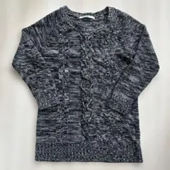 ケーブルニット 長袖 ブラック・グレー