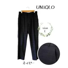 ユニクロ EZYアンクルパンツ ウィンドウペン ネイビー Lサイズ