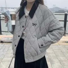 チェックキルティングジャケット 中綿ジャケット 冬服 アウター レディース