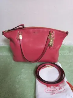未使用品　COACHコーチ　レザー2wayバッグ　ピンク系