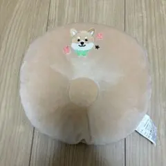 犬の刺繍付きドーナツ枕 ベージュ