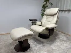 karimoku カリモク 約47万 本革 リクライニングチェア オットマン付