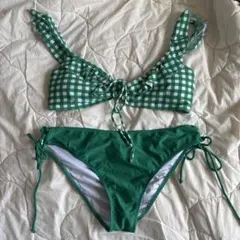 オリーブグリーン・チェック セパレート水着 - メルカリ